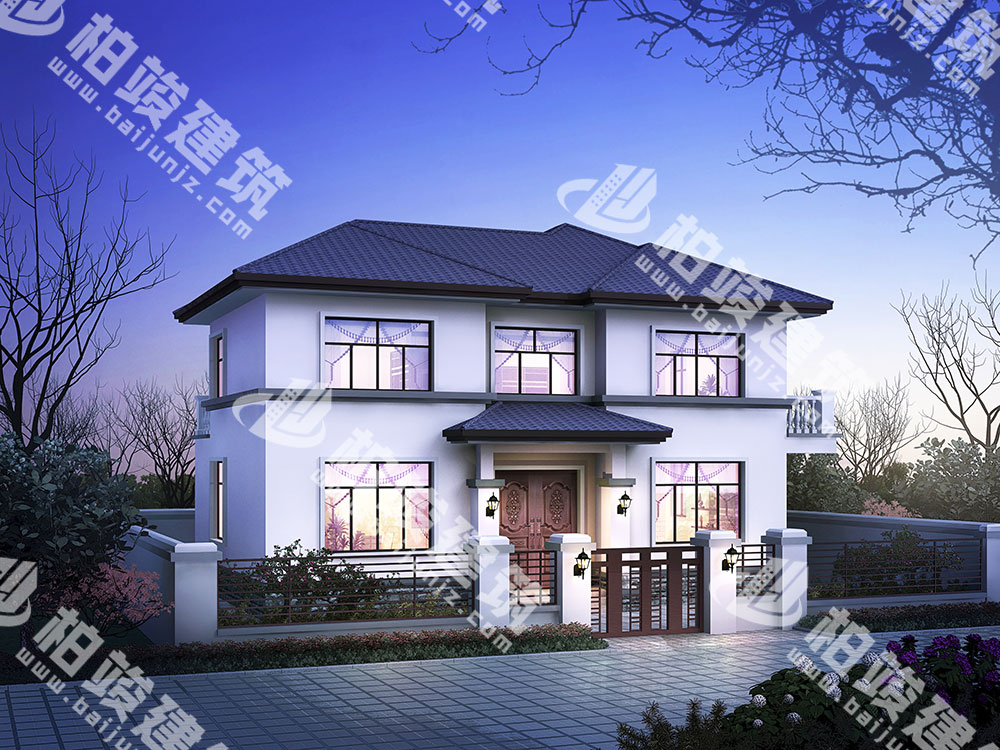 二層現代風格自建房設計圖，框架結構，大氣設計
