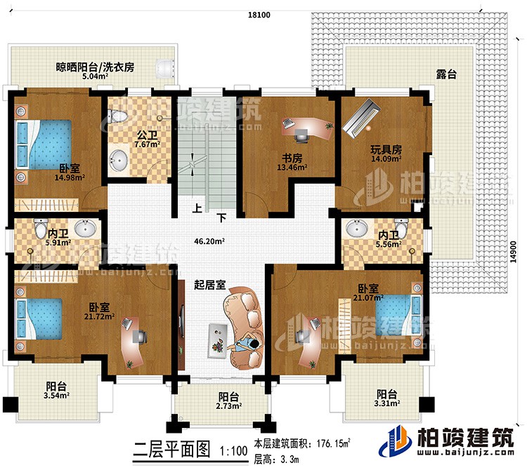 新款農村四層別墅設計圖紙及效果圖，外立麵清新別致BZ412-新中式風格