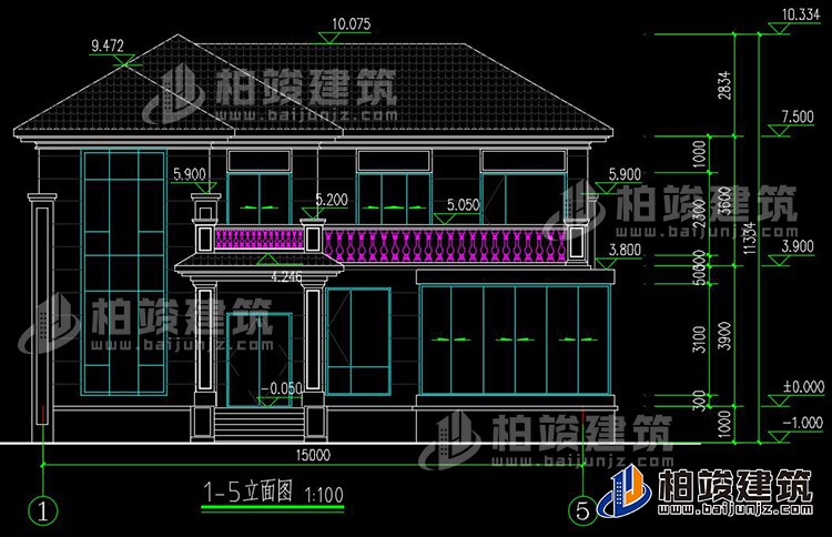 農村25萬別墅款式二層自建房設計圖，外觀簡約大氣BZ2513-簡歐風格