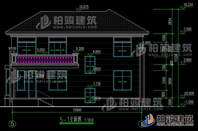 農村25萬別墅款式二層自建房設計圖，外觀簡約大氣BZ2513-簡歐風格